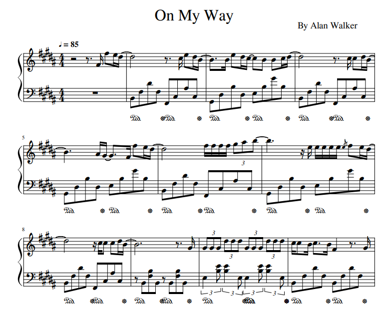 Alan Walker - On My Way sheet music for piano